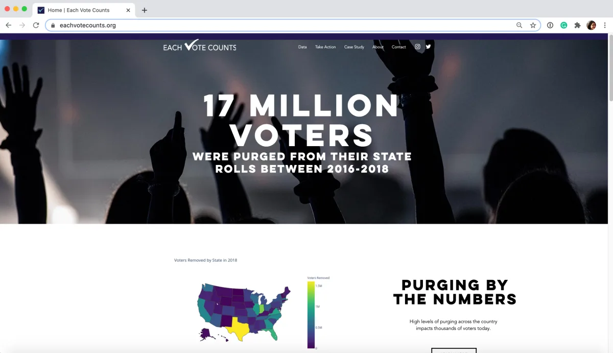 Voting Booth — data science identifying purged voters and driving re-registration